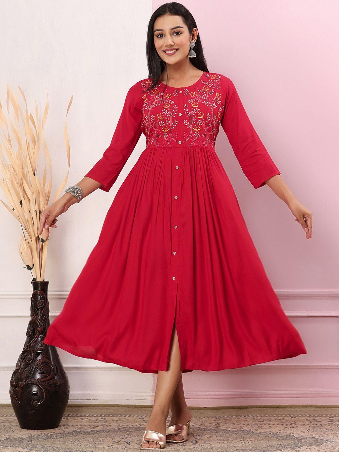 ikdaiya ethnic motifs embroidered thread work anarkali ethnic dress