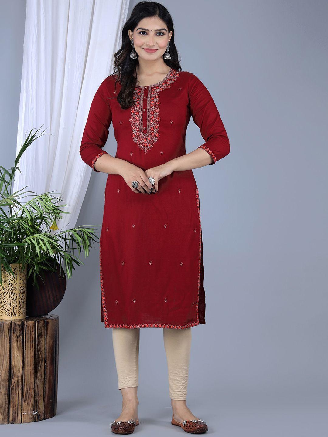 ikdaiya floral embroidered straight kurta