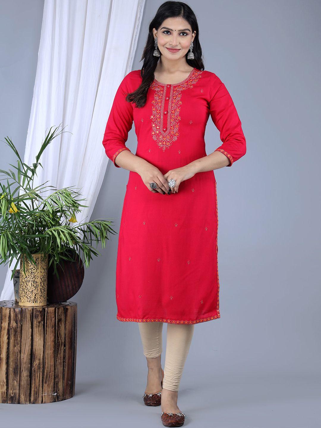 ikdaiya floral embroidered straight kurta