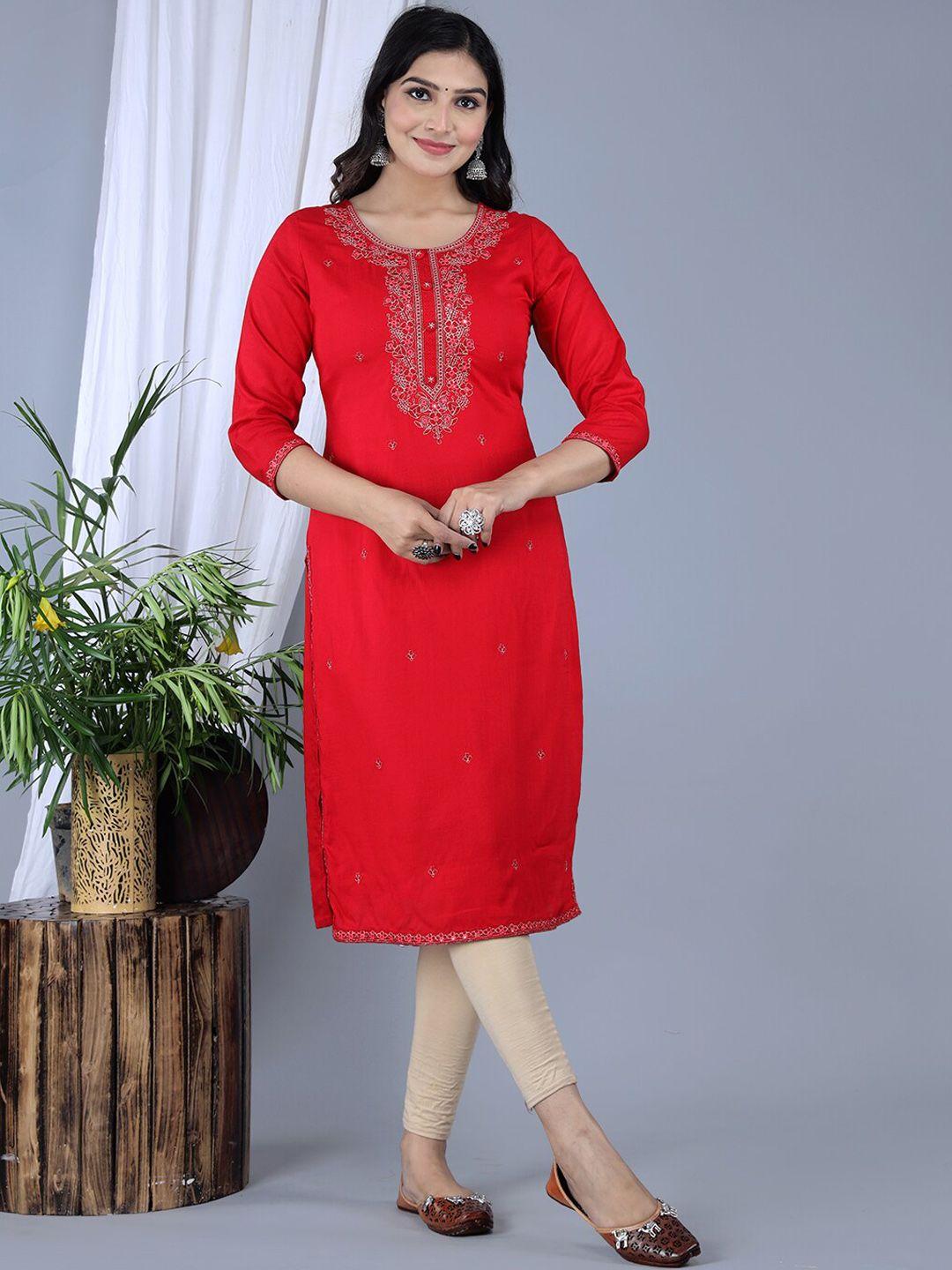 ikdaiya floral embroidered straight kurta