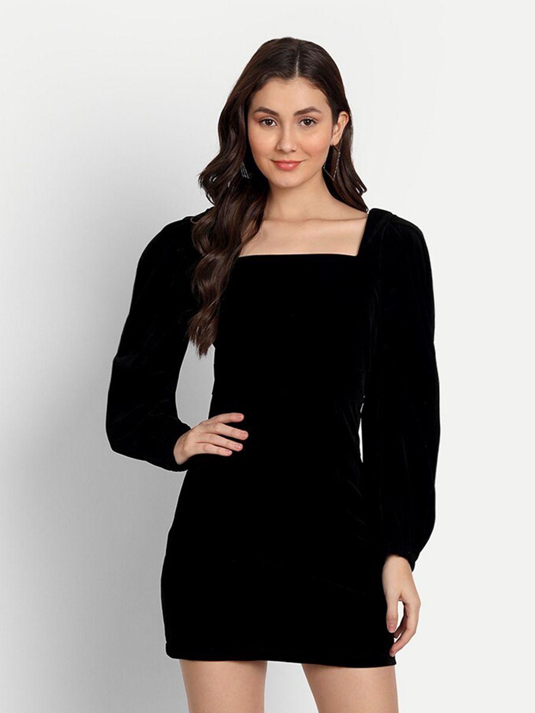 iki chic black velvet sheath mini dress