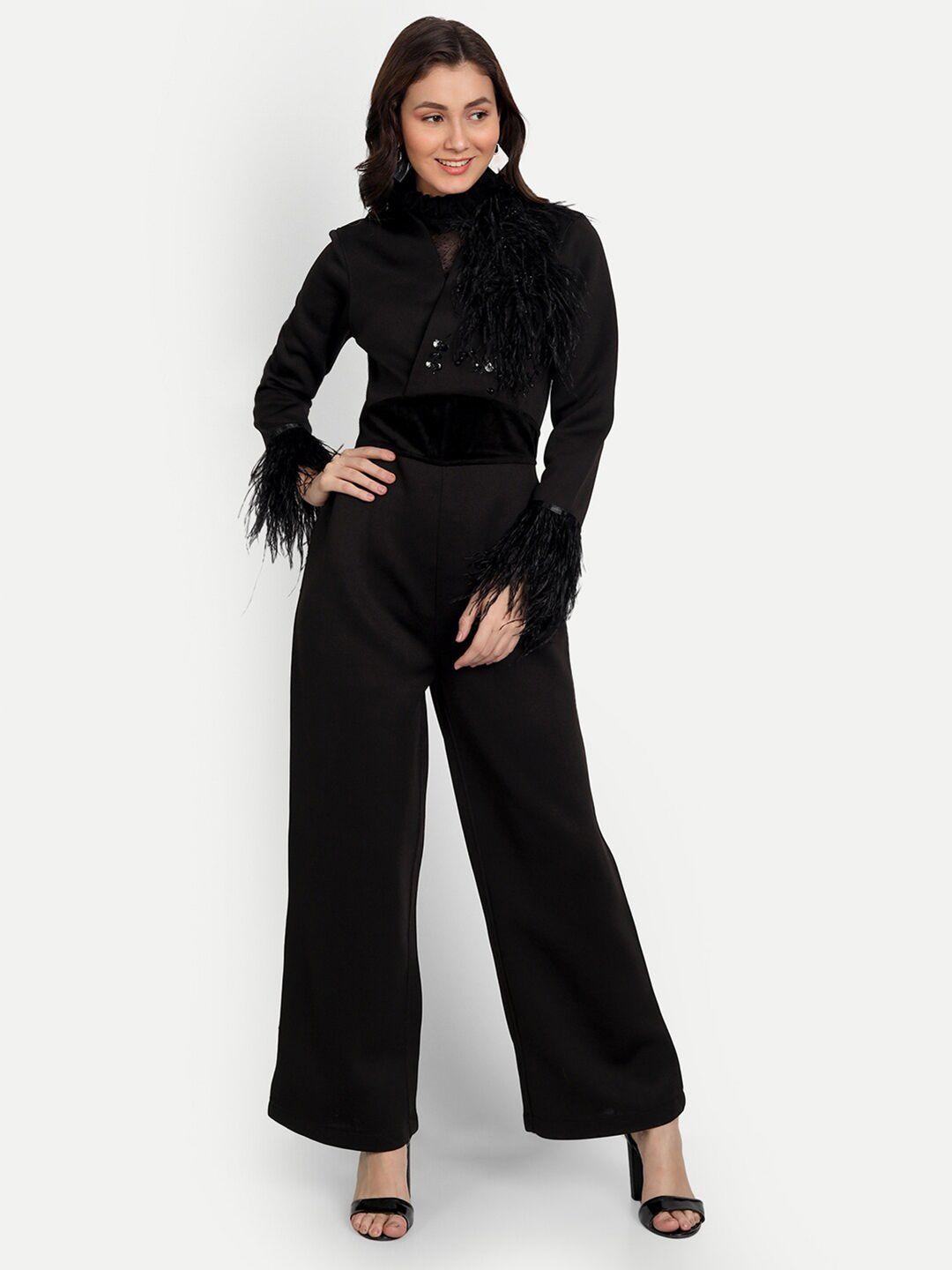 iki chic black basic jumpsuit with embellished