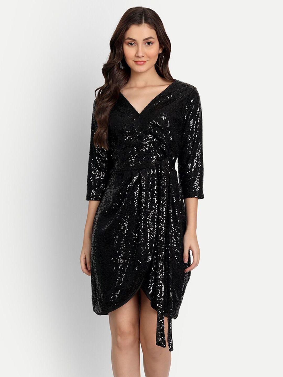 iki chic black embellished net dress