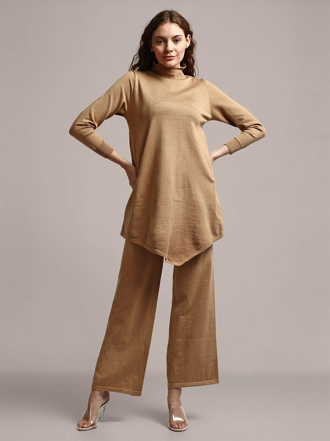 iki chic knitted high neck tunic with trouser