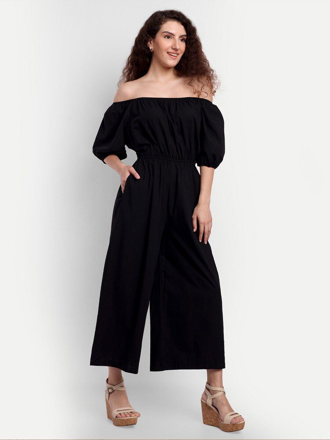 iki chic off-shoulder wide leg basic jumpsuit