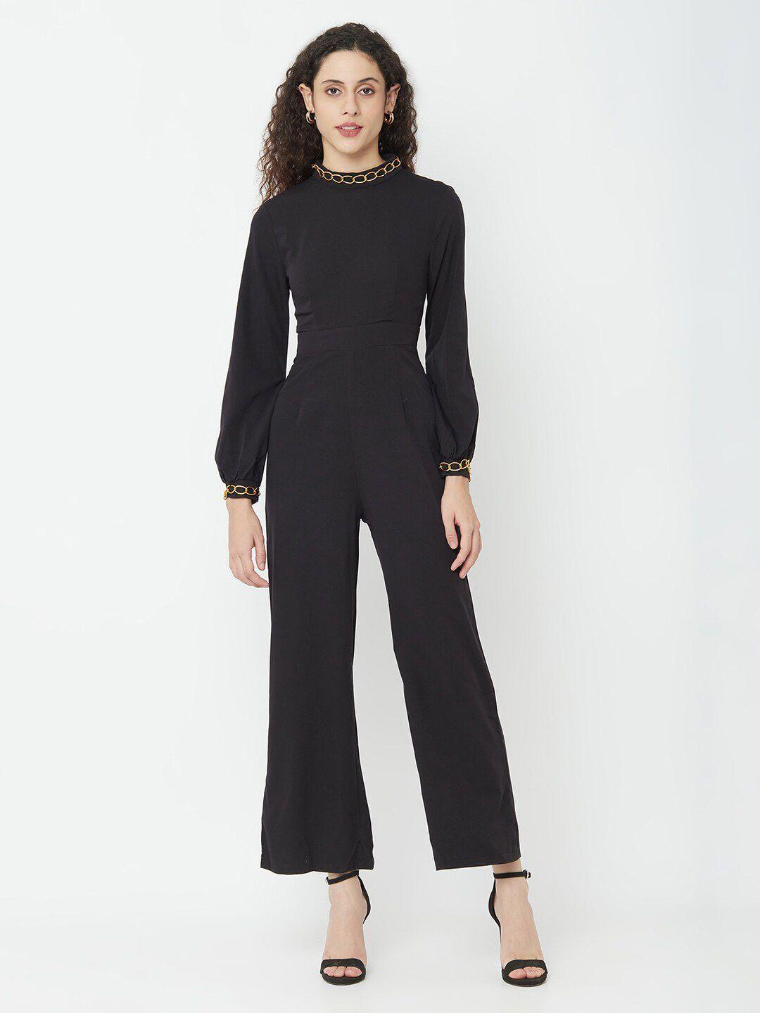 iki chic women black solid turtle neck jumpsuit