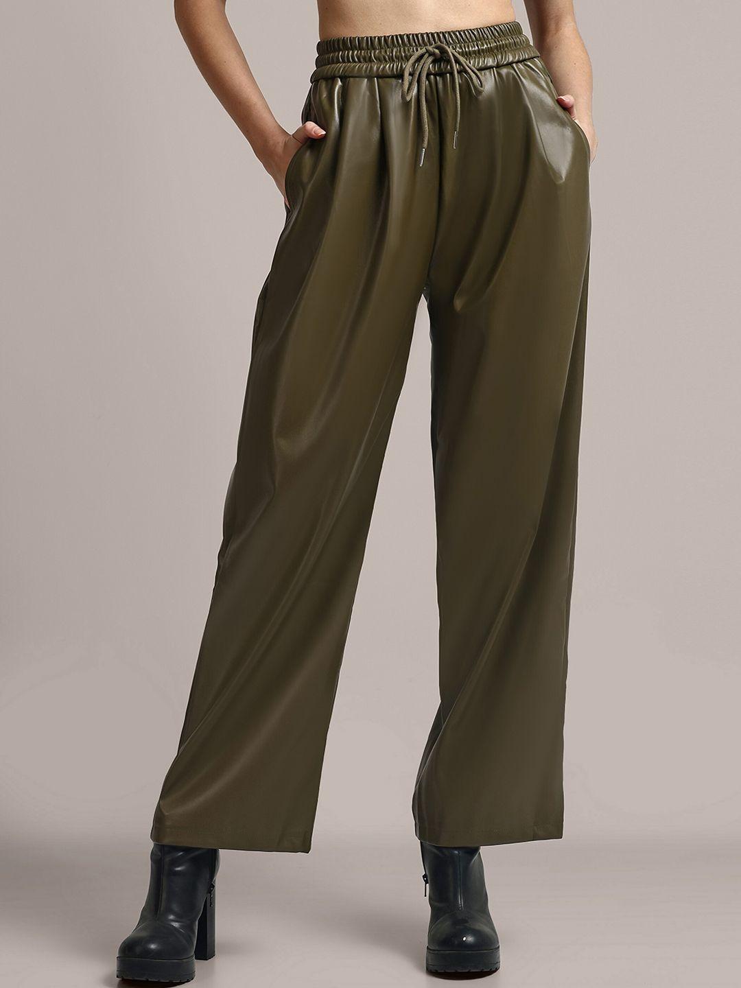 iki chic women high-rise non iron pleated parallel trousers