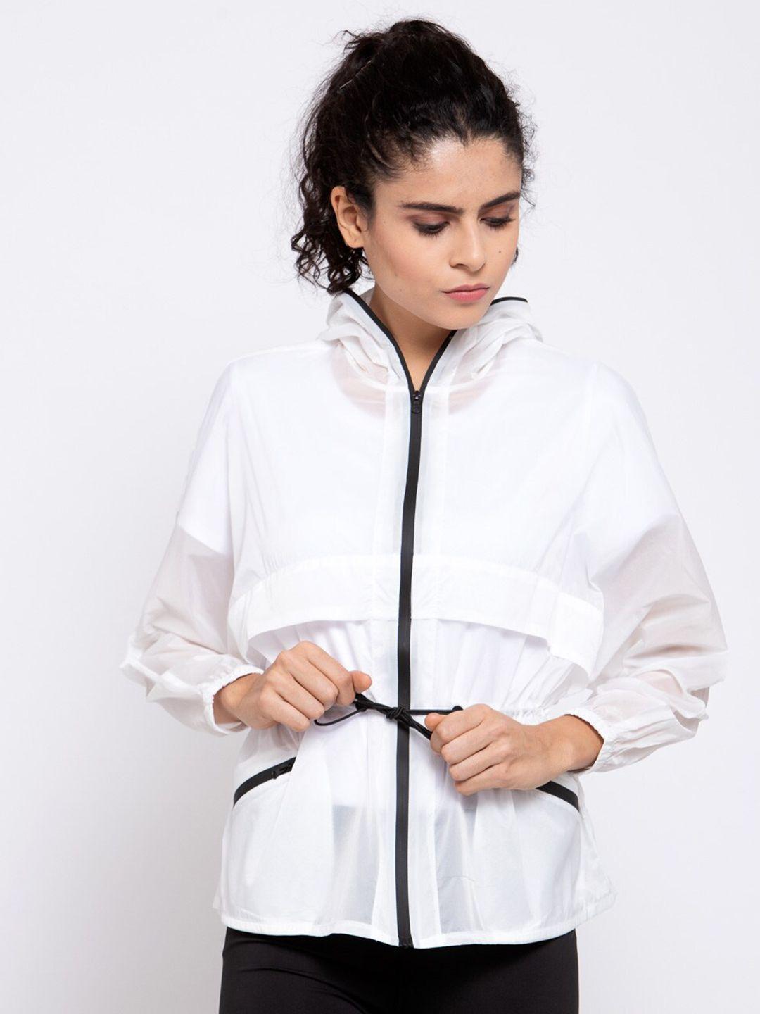 iki chic women white solid quick dry breathable sporty jacket