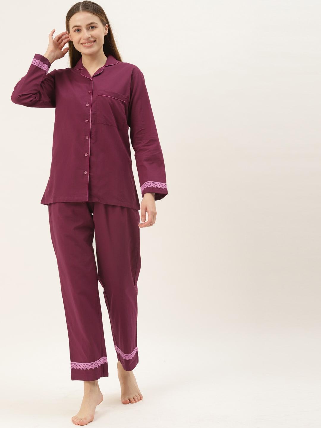 ikk-kudi-by-seerat-women-magenta-shirt-cotton-night-suit