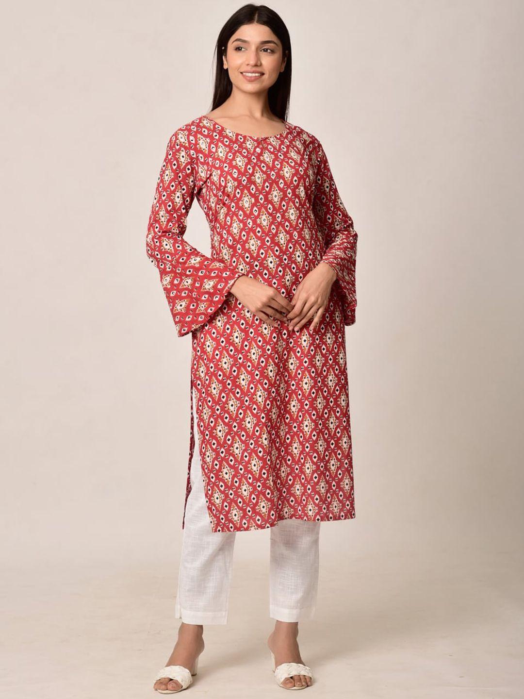 ikk kudi by seerat women printed pure cotton kurta with trousers