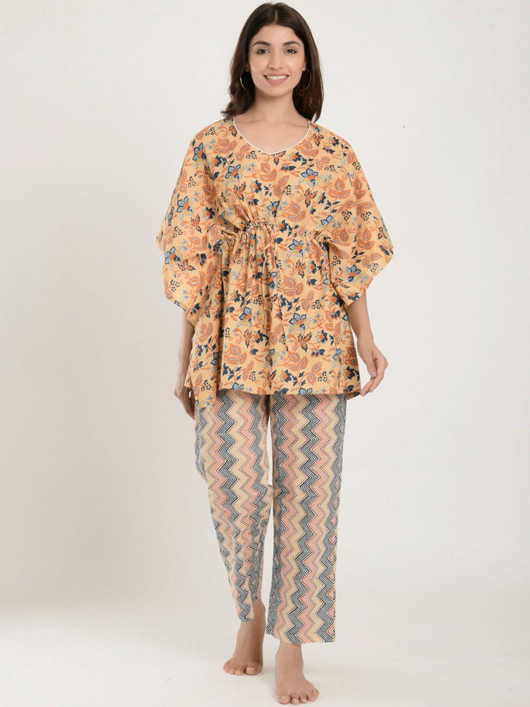 ikk kudi by seerat floral printed pure cotton night suit