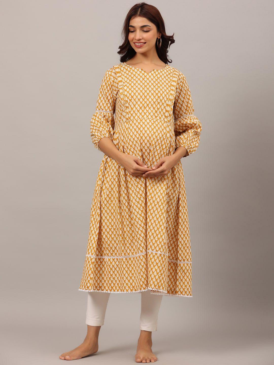 ikk kudi by seerat women abstract printed maternity anarkali pure cotton kurta