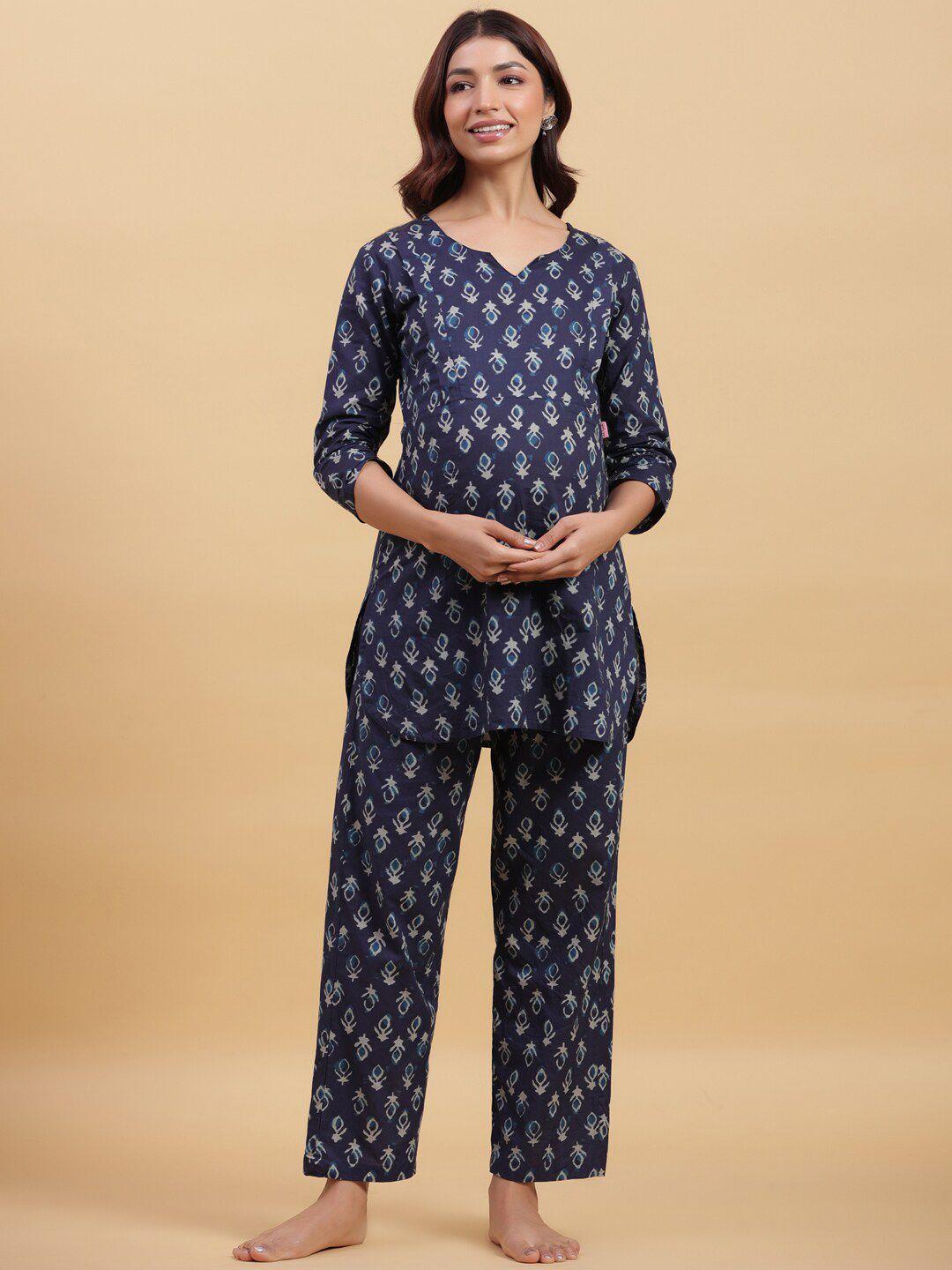 ikk kudi by seerat women ethnic motifs printed maternity night suit