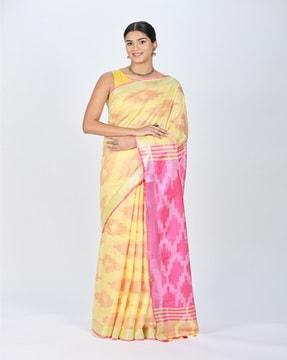 ikkat cotton saree with tassels