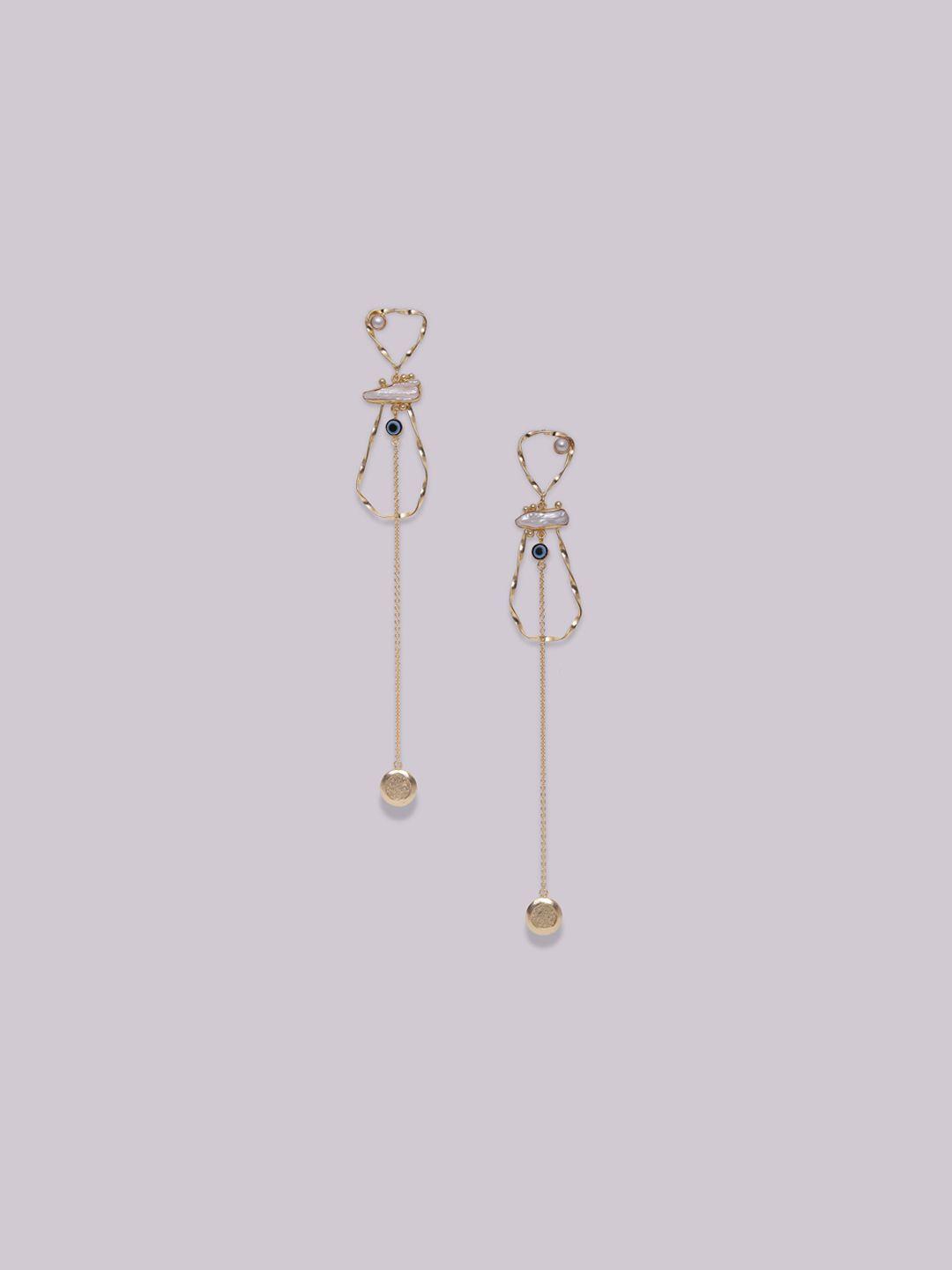 ikram gold-toned & gold plated contemporary drop earrings