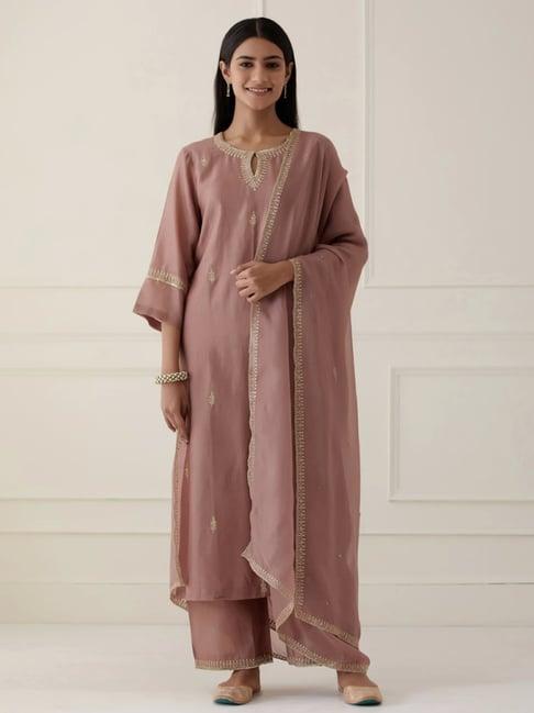 ikshita choudhary dust pink sanjh embroidered kurta