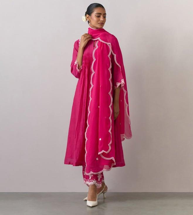 ikshita choudhary pink noor chanderi embroidered kurta with pants