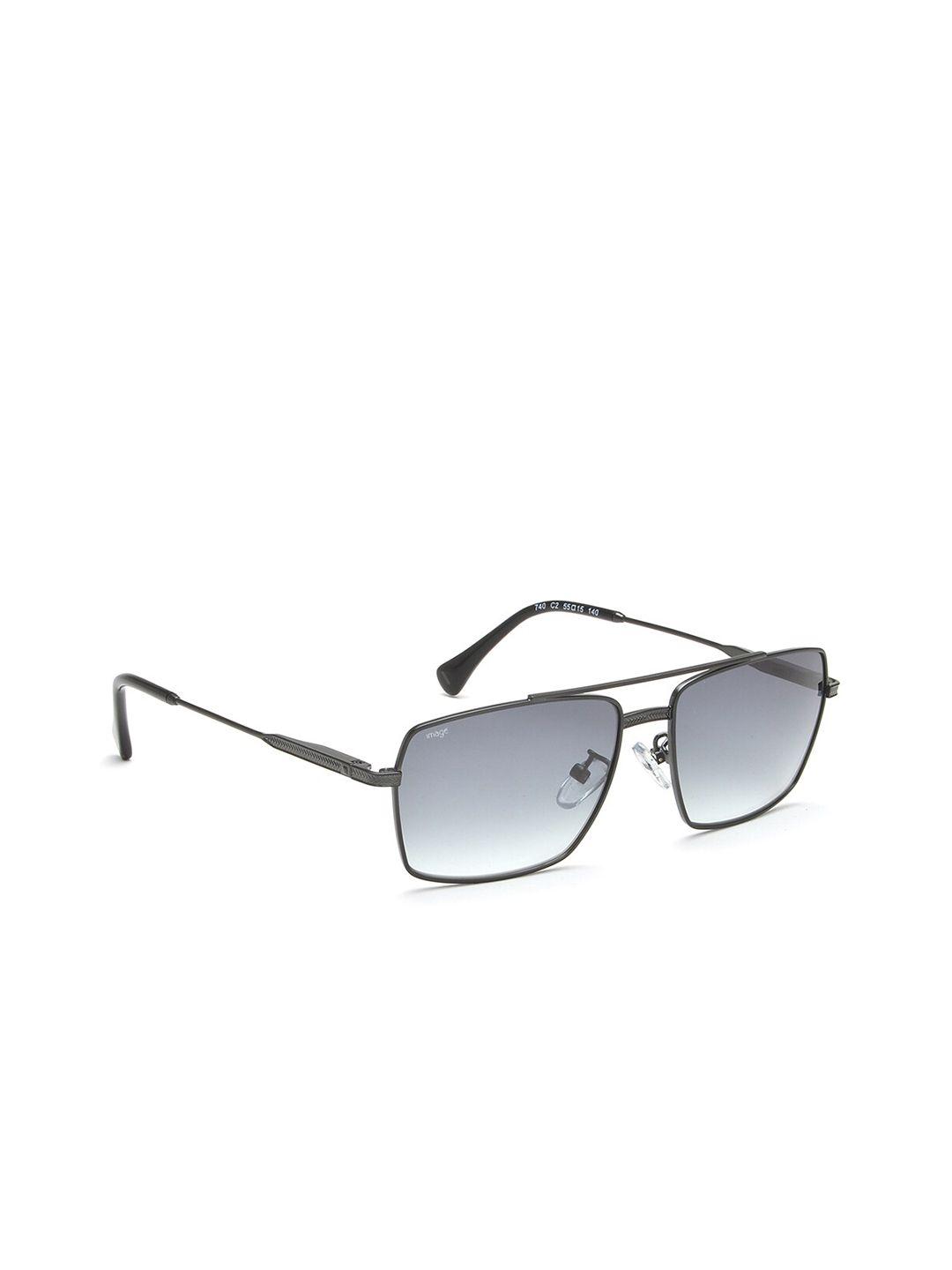 image men green lens & gunmetal-toned rectangle sunglasses with polarised lens ims740c2sg