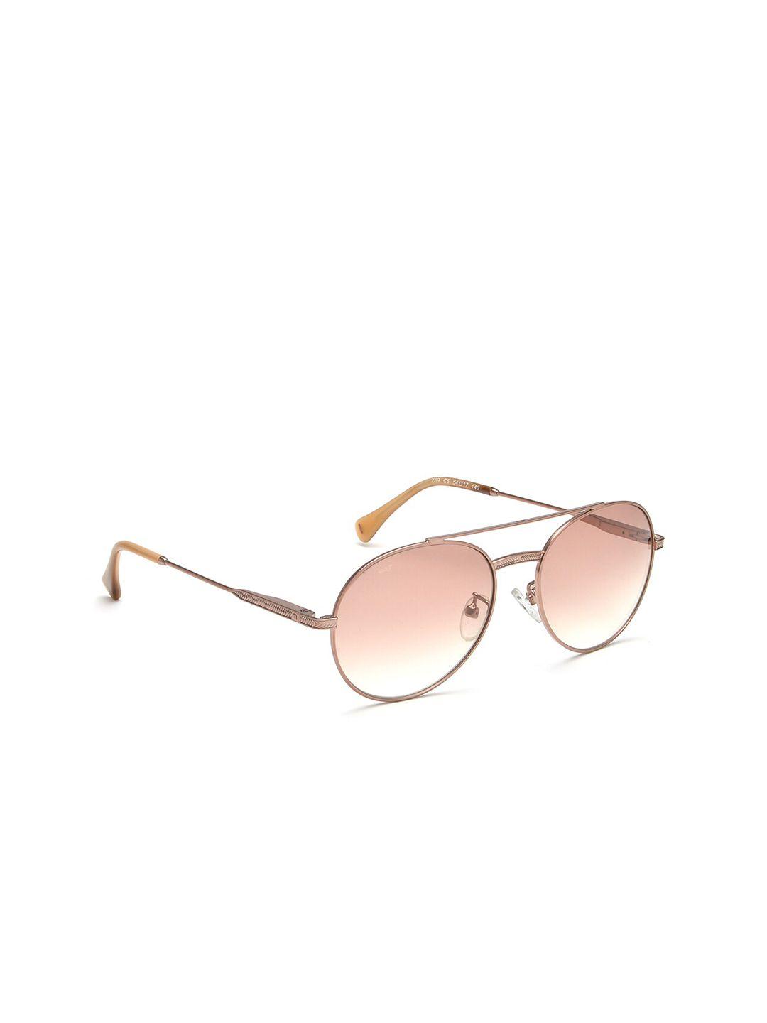 image unisex orange lens & gold-toned round sunglasses with polarised lens