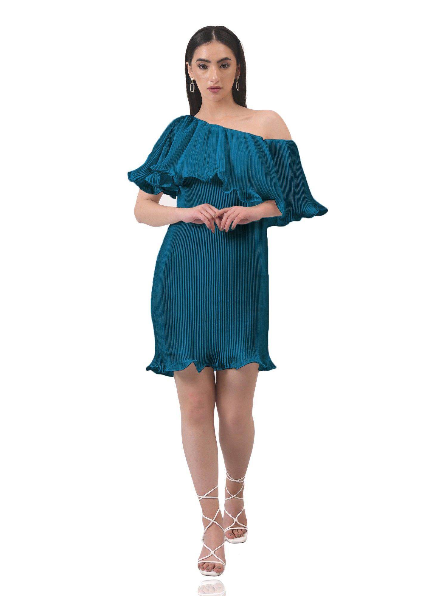 imaginative pleated teal dress