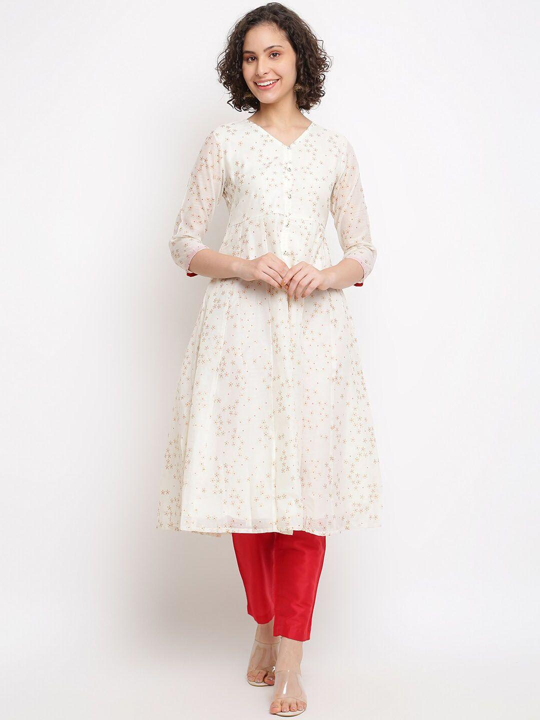 imara floral printed chanderi cotton kurta with trousers