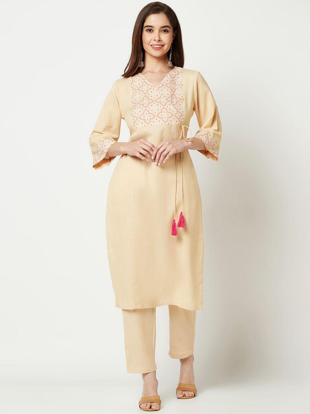 imara bandhani printed regular kurta with trousers