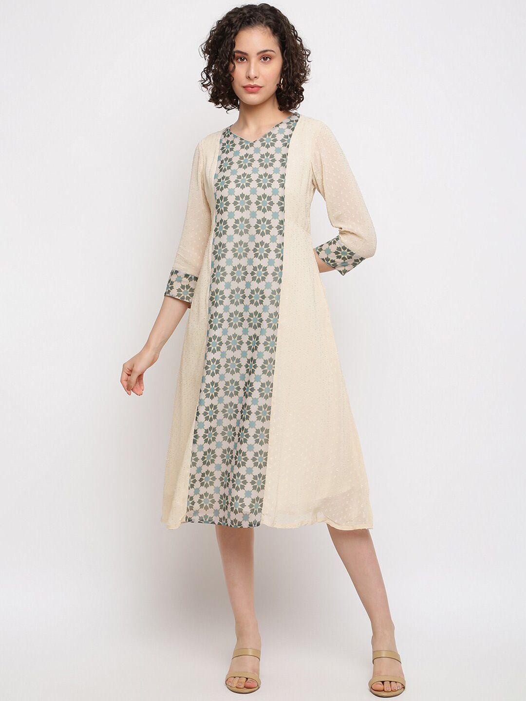 imara ethnic motifs printed a-line midi dress