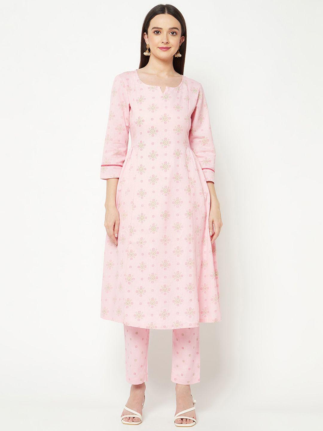 imara ethnic motifs printed a-line pure cotton kurta with trousers