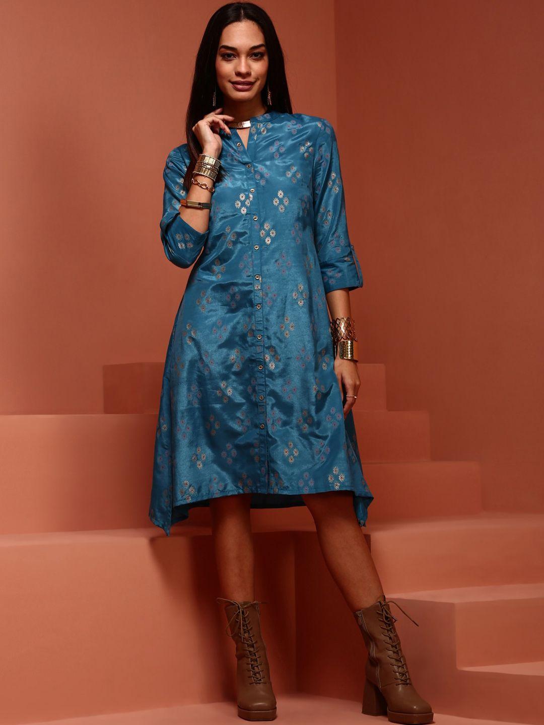 imara ethnic motifs printed asymmetric a-line dress