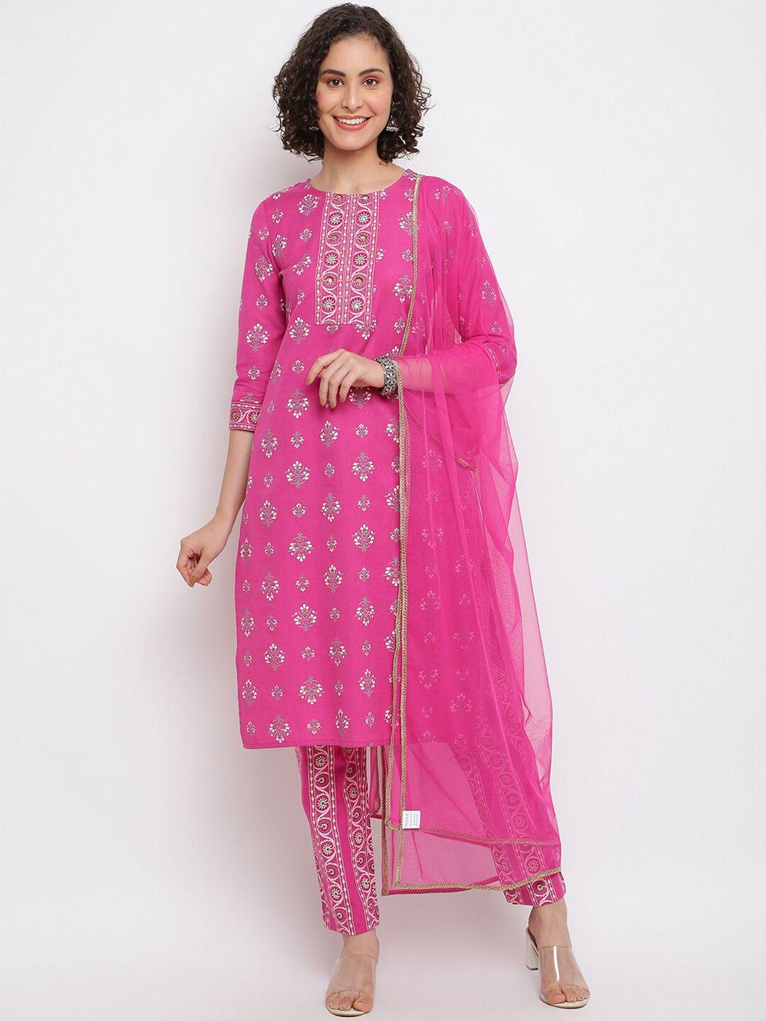 imara ethnic motifs printed thread work pure cotton kurta with trousers