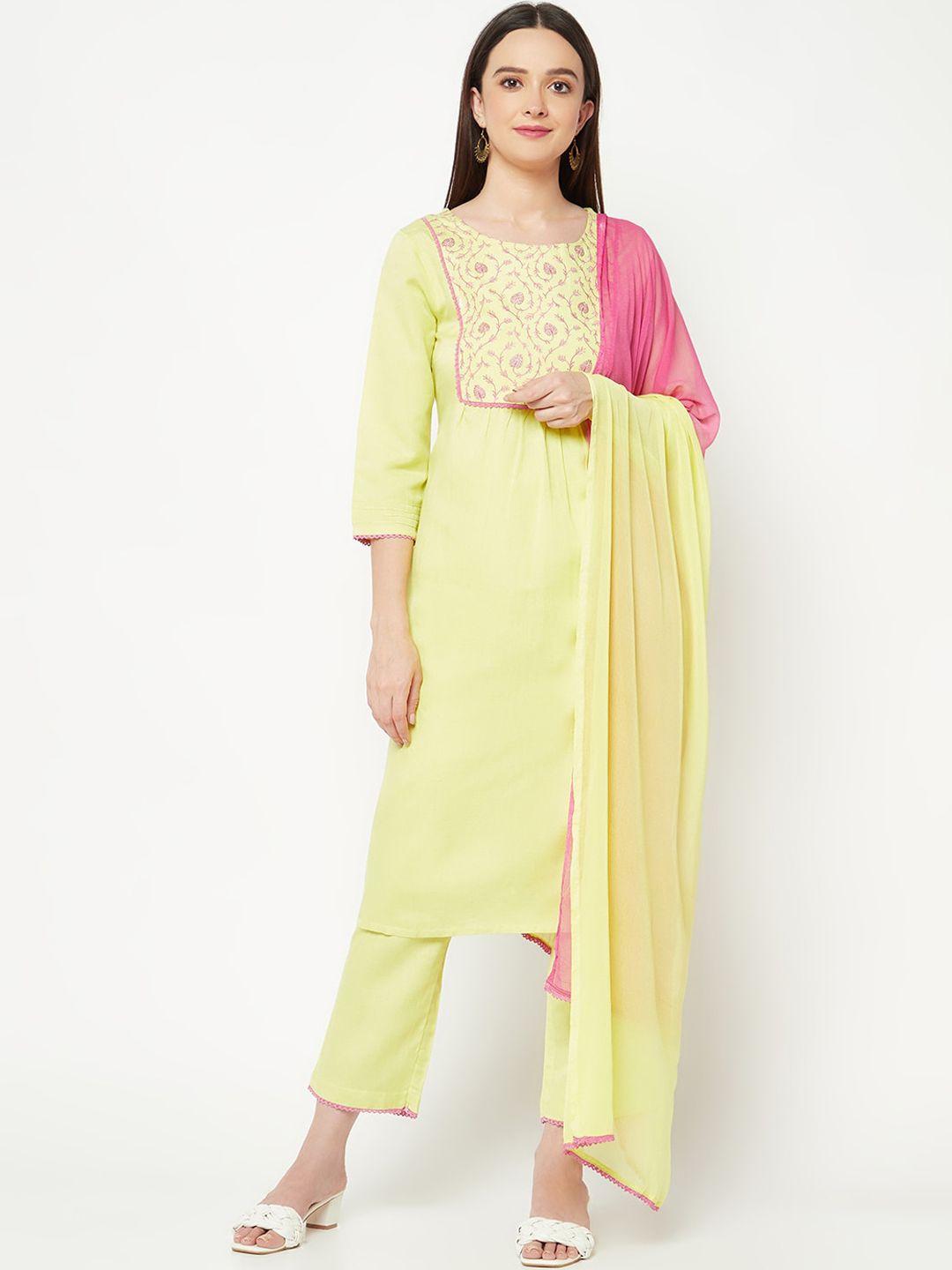 imara ethnic motifs yoke design thread work kurta with trousers & with dupatta