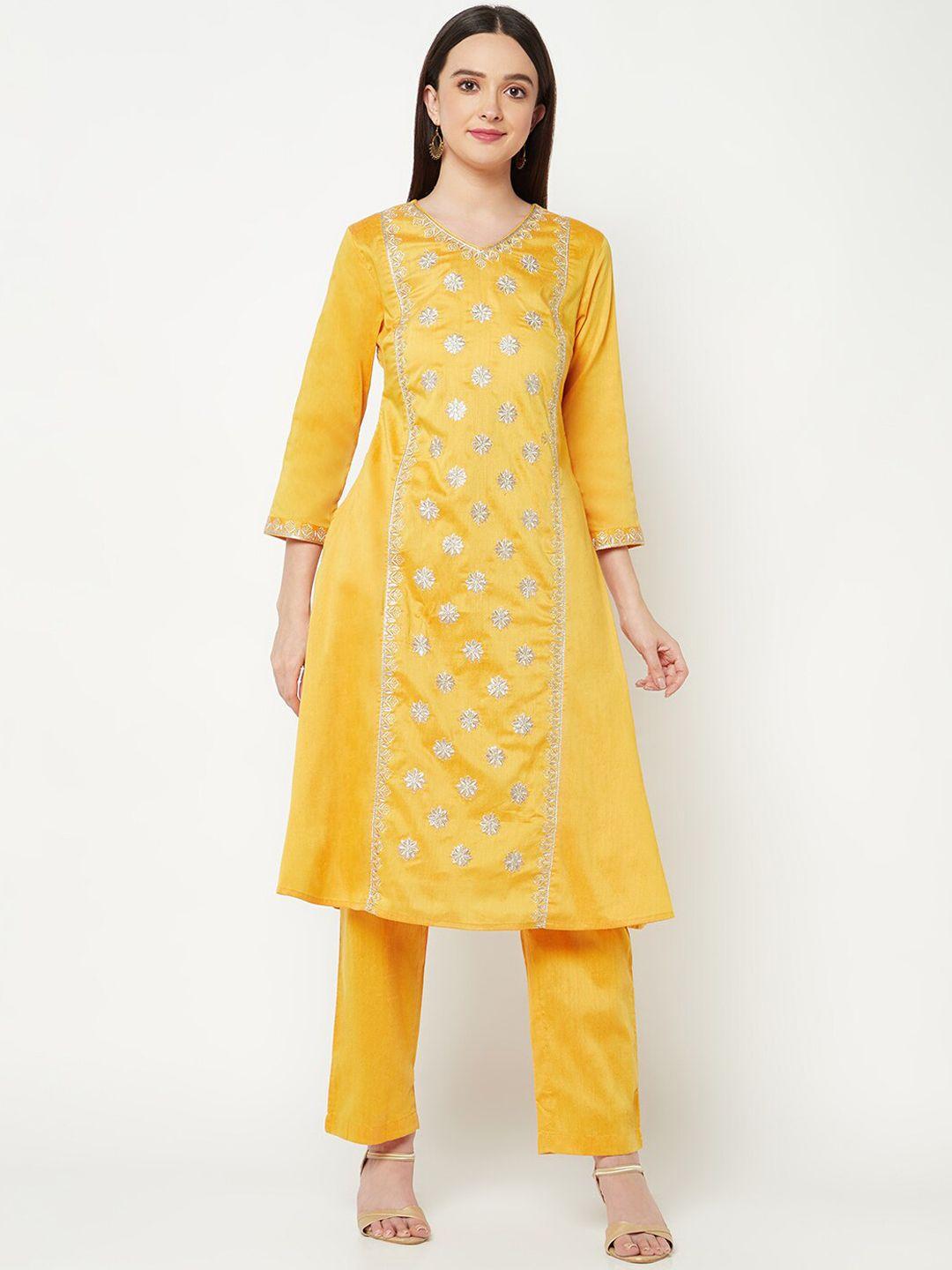 imara floral embroidered gotta patti a-line kurta with trousers