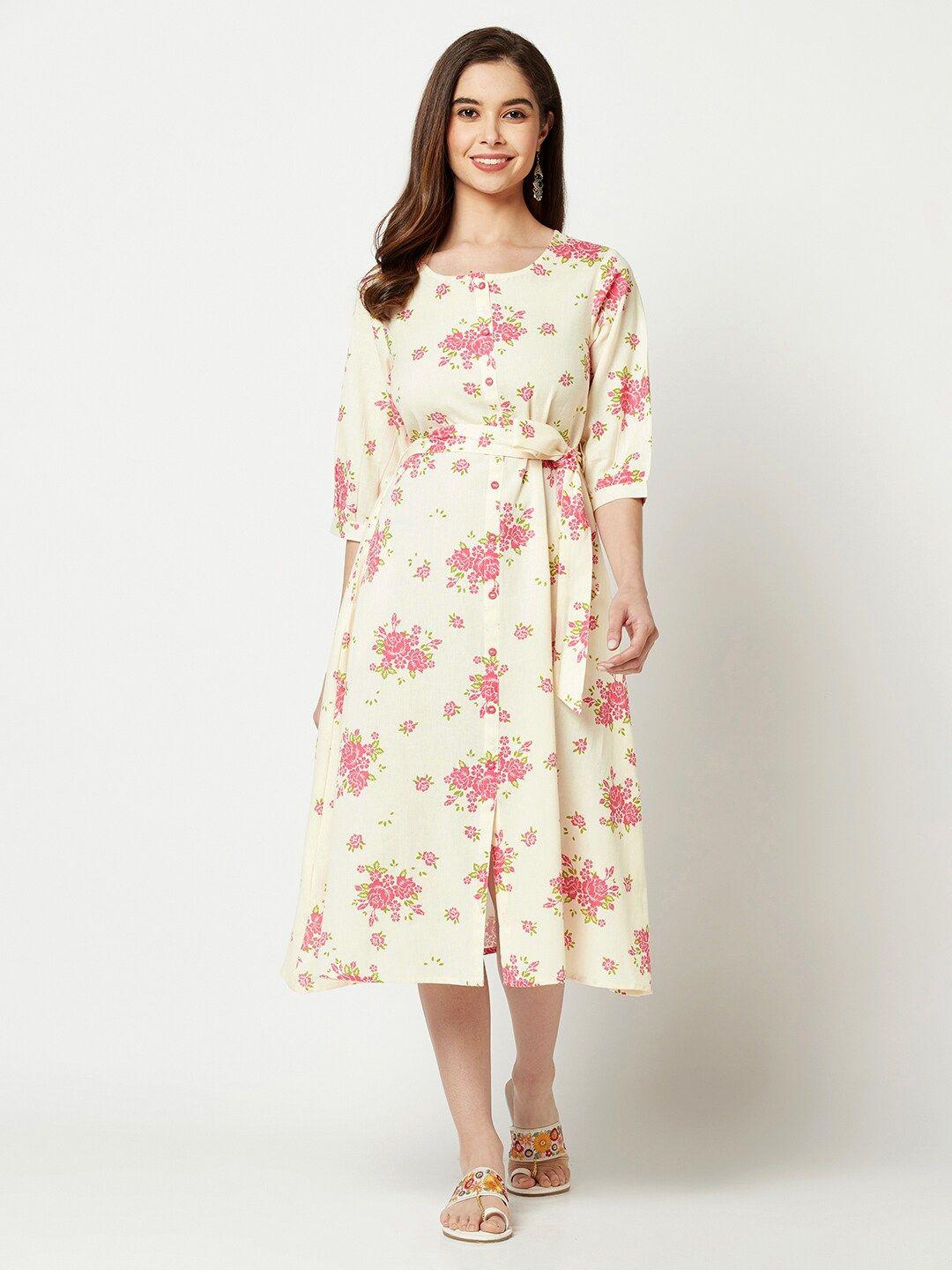 imara floral print fit & flare midi dress