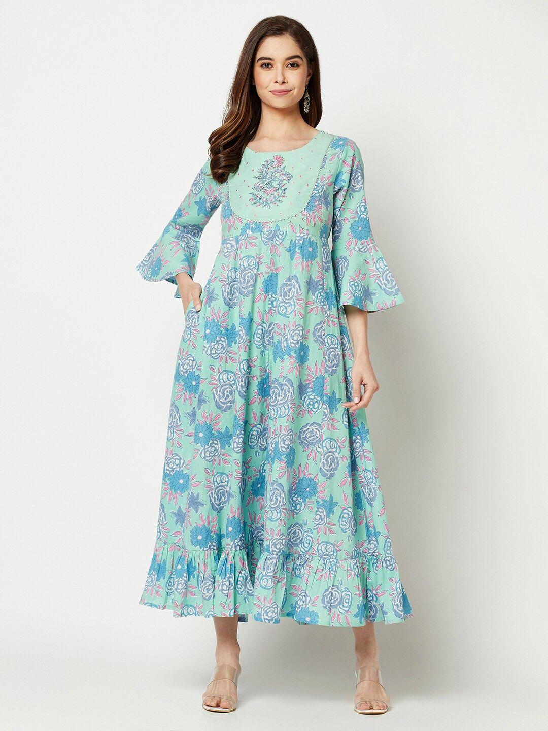 imara floral printed bell sleeve maxi ethnic dress