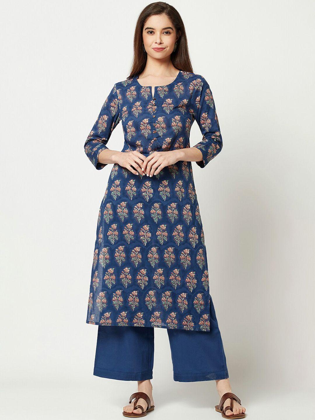 imara floral printed pure cotton kurta with trousers