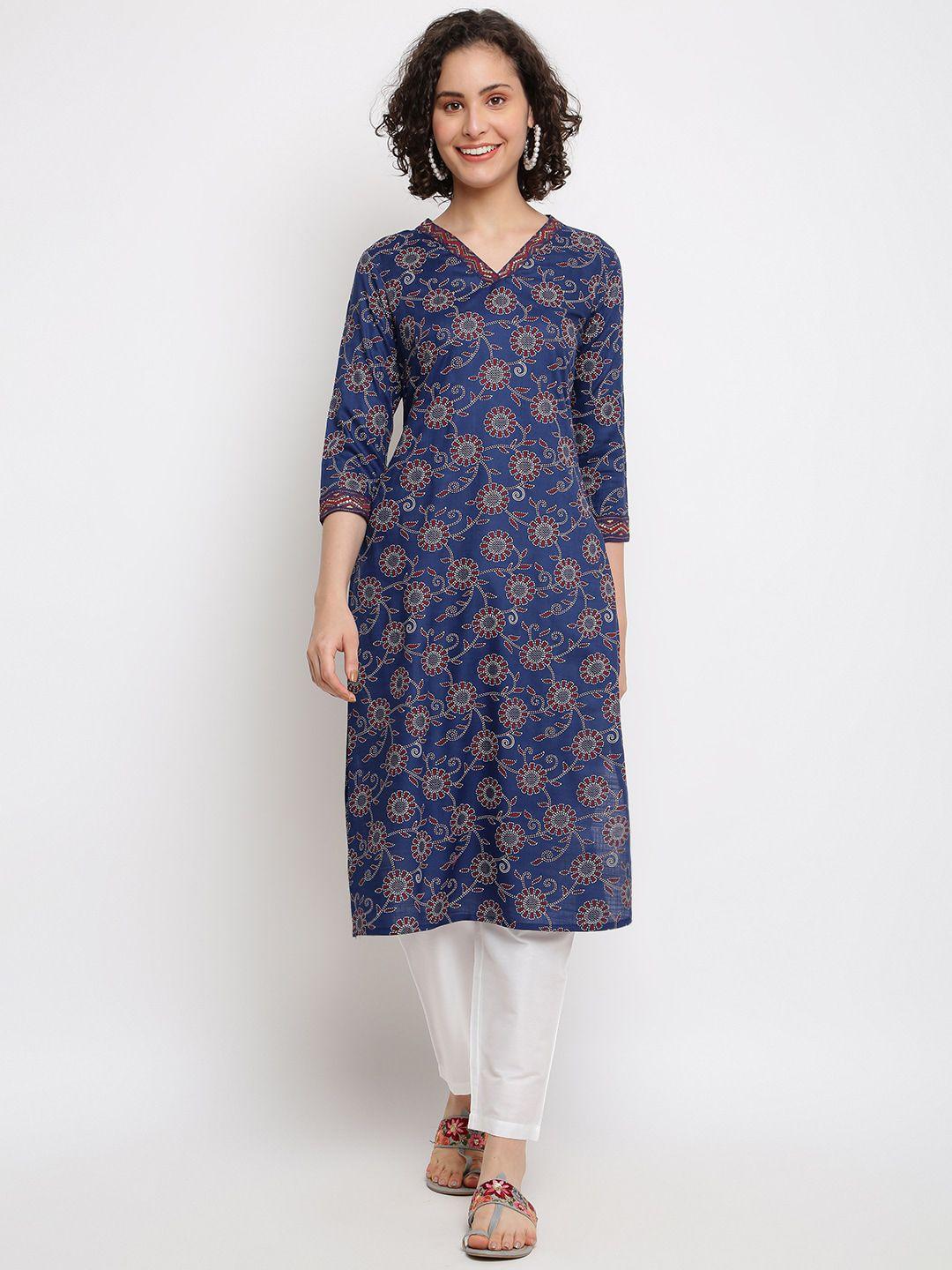 imara floral printed v-neck sequinned kurta