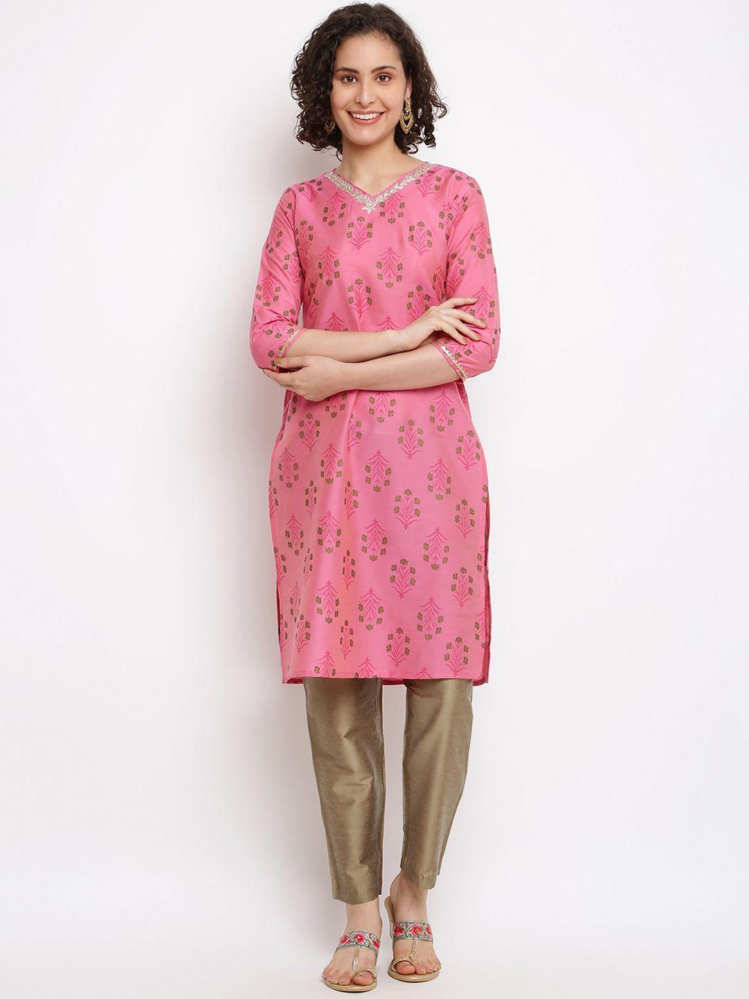 imara floral printed v-neck straight kurta