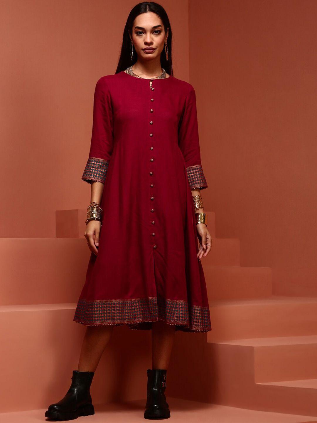 imara round neck a-line ethnic dress