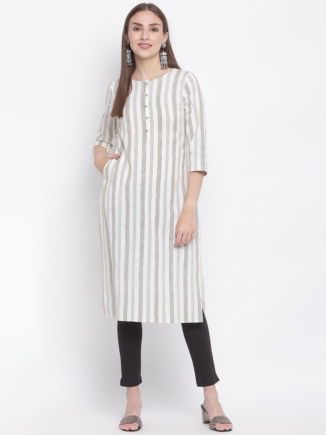 imara striped pure cotton straight kurta