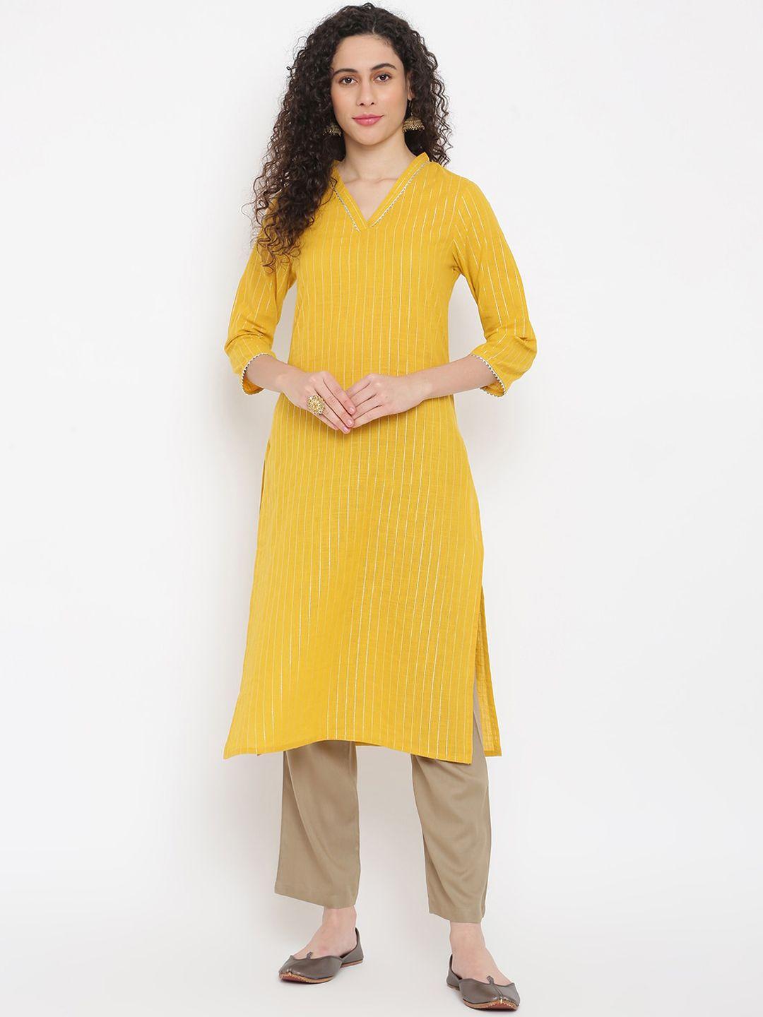 imara striped v neck gotta patti kurta