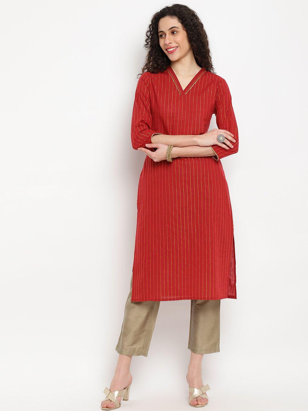 imara striped v neck gotta patti kurta