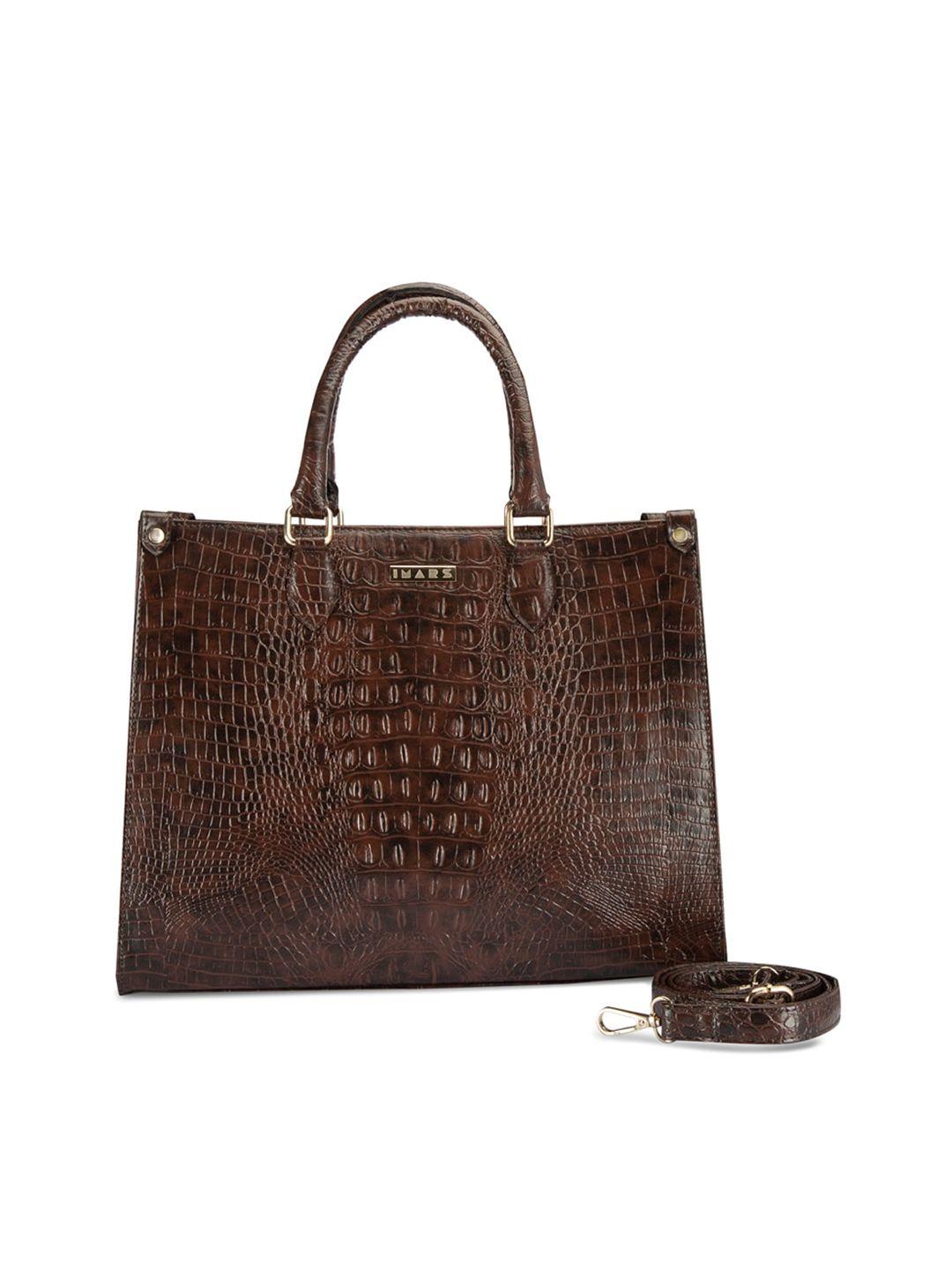 imars brown animal textured structured handheld bag