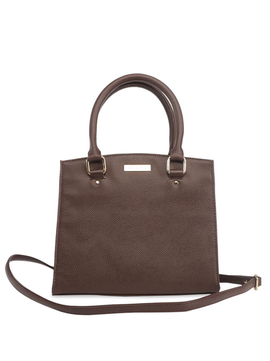 imars women brown textured handheld bag