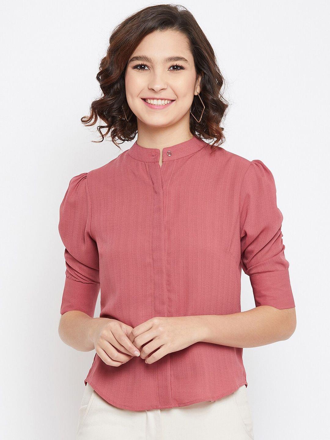 imfashini women peach-coloured solid shirt style top