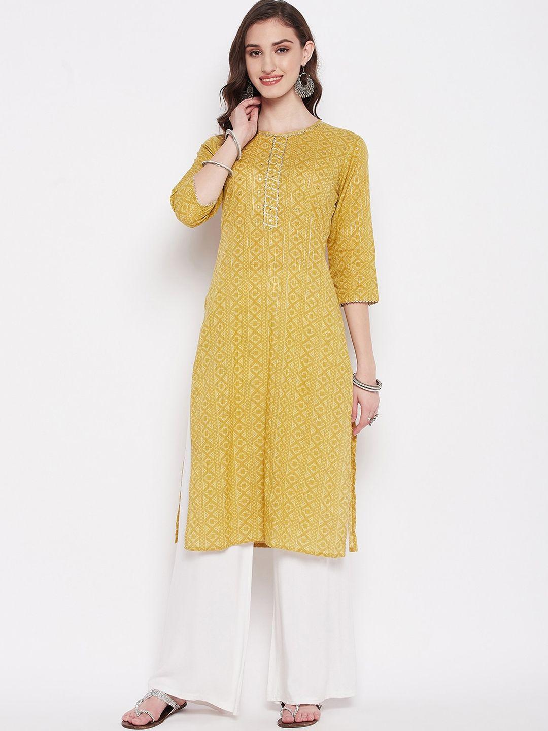 imfashini ethnic motifs printed sequined straight kurta