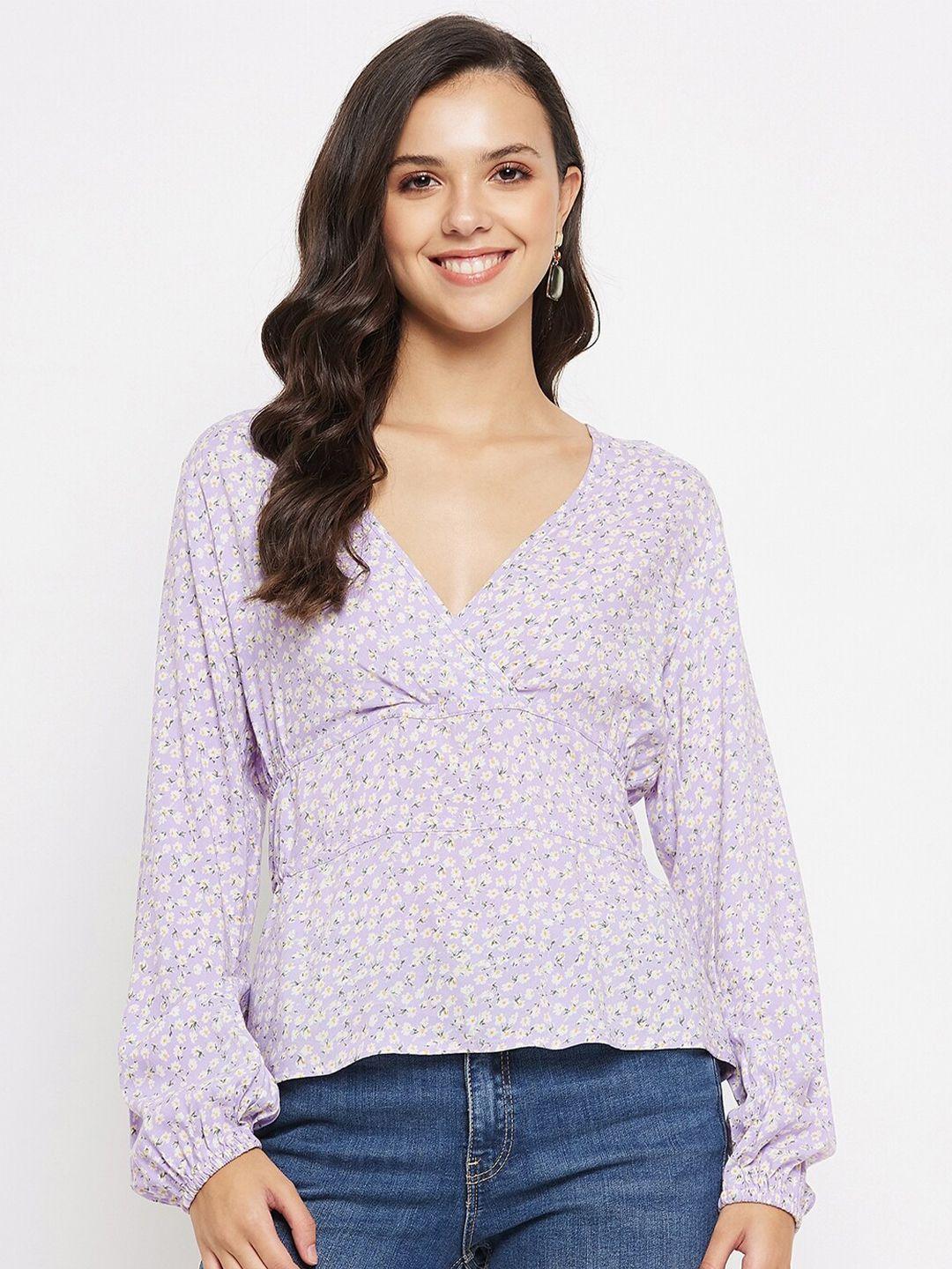 imfashini floral printed puff sleeve crepe top