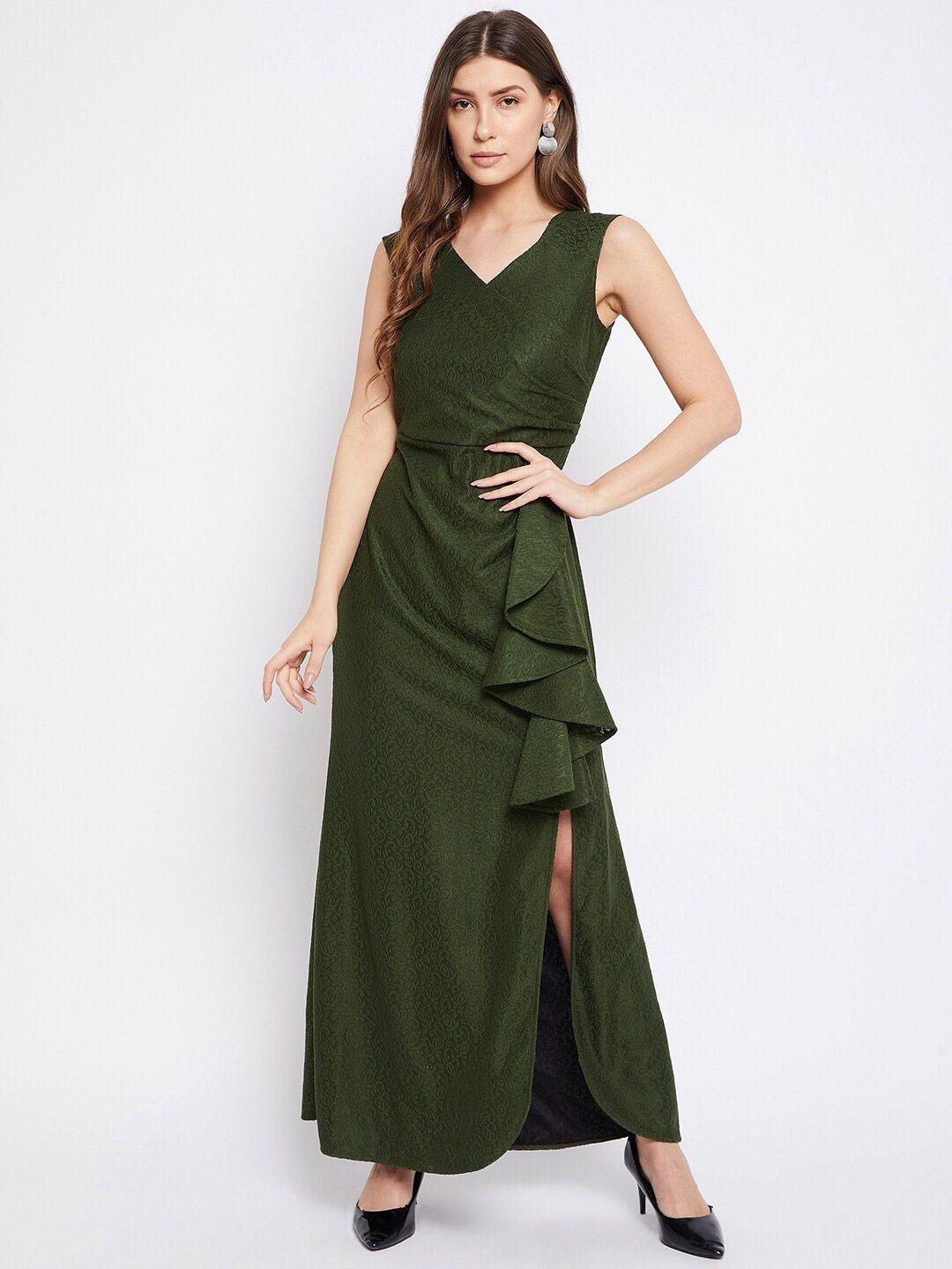 imfashini olive green lace maxi dress