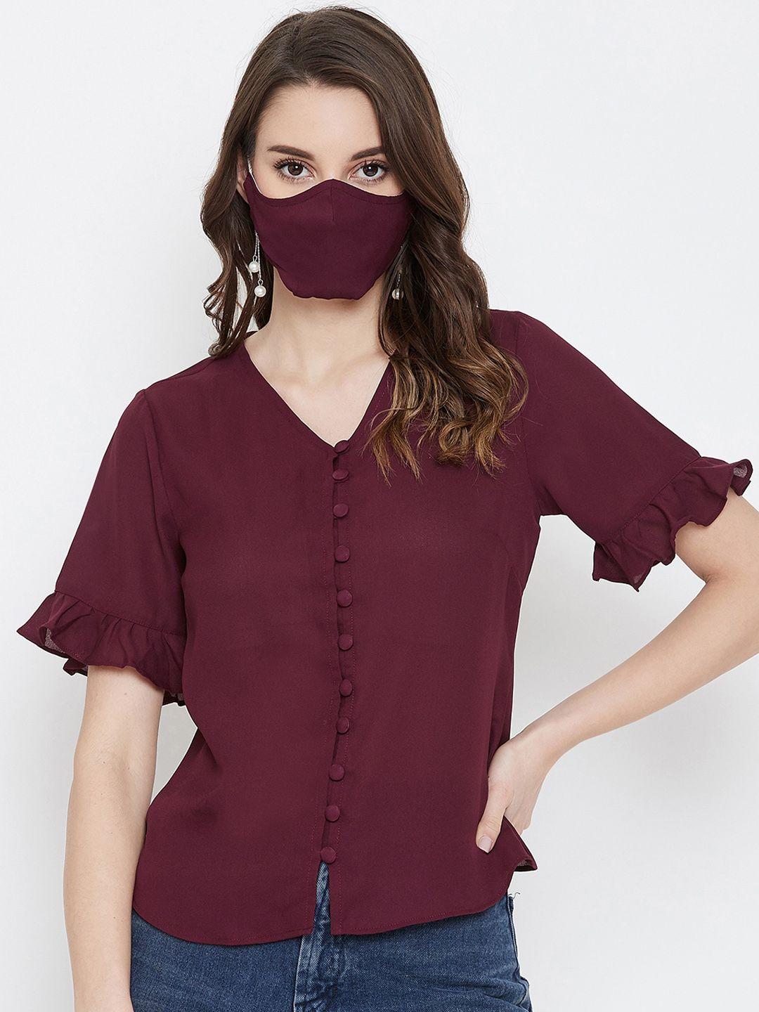 imfashini women burgundy solid top