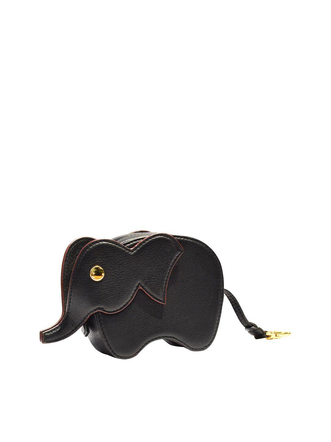 immri black solid leather mini purse