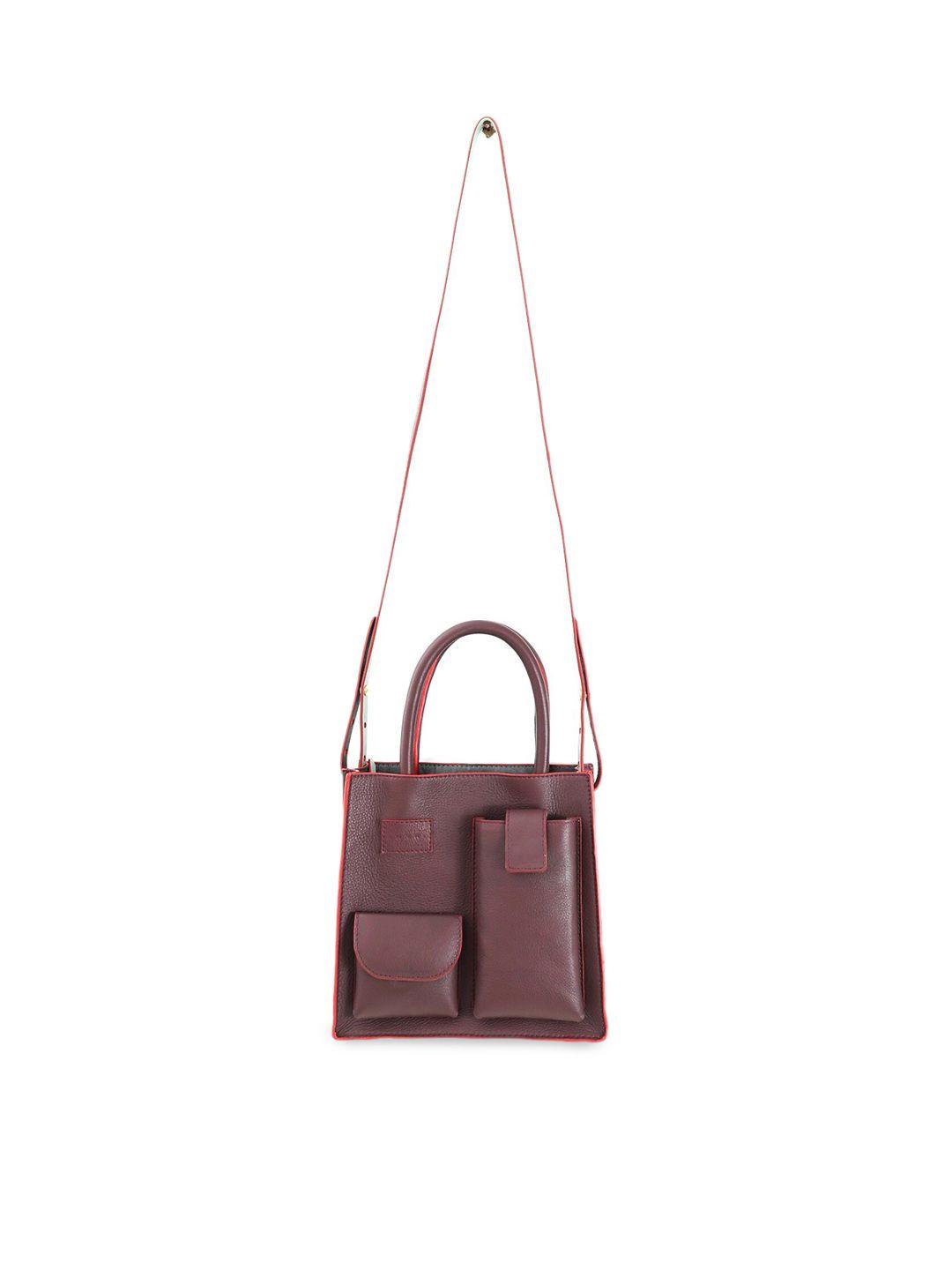 immri burgundy textured leather sling bag